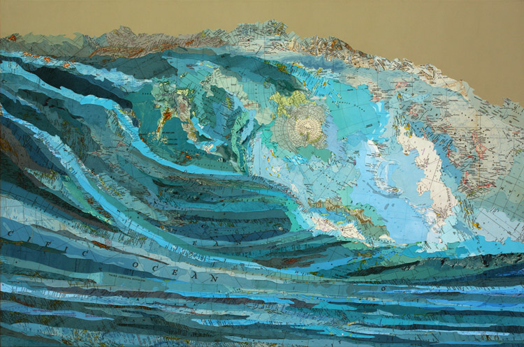 wave made of map pieces